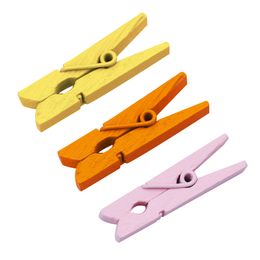 40PCS Mixed Colour Mini Wooden Peg Pin Clothespin Garment Clips Photo Paper Clothes Craft Clips