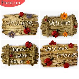 HUACAN Full Square/Round Diamond Painting Kit Sweet Home 5d Diamond Embroidery Welcome Mosaic Text Handicraft Home Decor Kits