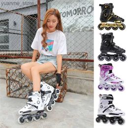 Patins em linha patins embutidos patins profissionais homem homem garotos adultos sapatos de slalom adulto deslizando tênis grátis Patins ao ar livre 4 Rodas tamanho 30-44 Y240410