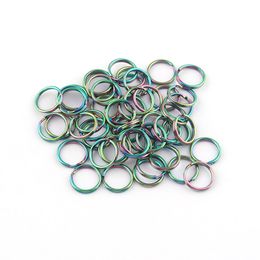 12mm Rainbow Round Split Key Rings Key Chain Jewellery Charm Clasp Supplies,Small Jump O Rings Loop Metal Key Ring Pendant 50Pcs