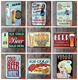 Metal Tin Signs Cold Beer Poster Home Bar Decoration Iron Painting Art Pictures Vintage Garage Sign Retro Signs 20X30cm HHB16214135084