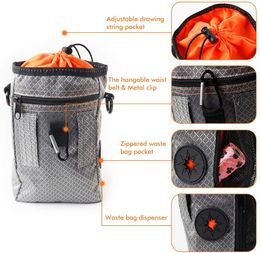 Benepaw 2 In 1 Dog Treat Bag Poop Bag Dispenser Reflective Waterproof Big Capacity Pet Training Pouch Shoulder Strap Waist Belt