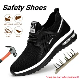 Boots 2022 New Boots Safety Shoes Men Women Industrial Steel Toe Head Air Cushion Antismash Skidding Stabproof Work Sports Sneaker