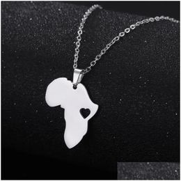 Pendant Necklaces Likgreat Animal Africa Map With Flag Hip-Hop Style Stainless Steel Israel African Maps Jewelry For Women Men Drop De Dhrzh