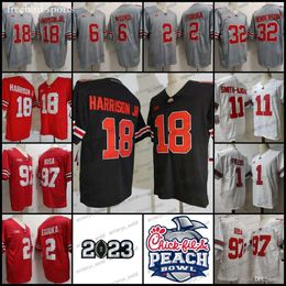 Bueyes Ohio Justin State Fields Football Jersey Marvin Harrison Jr.chase Young JK Dobbins 15 Elliott Stroud Ni Bosa 97 Eddie George Rose Patch Red White