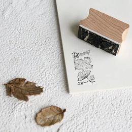 1pcs Poem of The Leaves Series Wooden and Rubber Stamps for DIY Craft Diary Notebook Scrapbook Photo Album Decoration