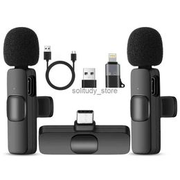 Microphones Mini portable wireless tie microphone Lavalier suitable for iPhone Android mobile interviews recordings live streaming Vlog broadcastinQ