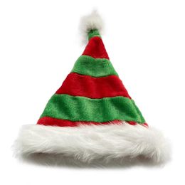 Xmas Hat Plush Ball Double-layered Decorative Contrast Color Plush Fluffy Christmas Cosplay Hat for Christmas Part