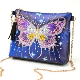 5D DIY Diamond Painting Peafowl Butterfly Flower Leather Crossbody Chain Bag Diamond Embroidery Bag Wallet Pouch for Girlfriend