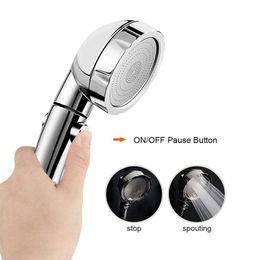 Handheld Shower Head High Pressure Chrome 3 Spary Setting with ON/OFF Pause Switch Water Saving Adjustable Luxury Spa Detachab