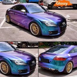 50*150 Charm Purple Blue Color-Changing Car Body Film Electro Coating Car Vinyl Wrap Glossy Matt Car Styling Stickers