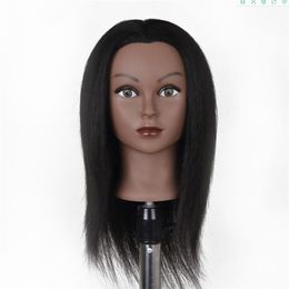 Female Mannequin Heads With Real 100% Human Hair For Braiding African Mannequin Practise Hairdressing Training Head Dummy Head