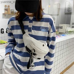 Sport Bags Belt bag for womens new Harajuku style Slung canvas casual running sports chest bag white Fanny bag black Bum bag Y240410