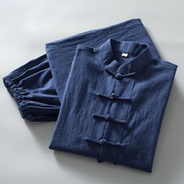 Bigsales Summer High Quality Soft Cotton&linen ShortSleeves Tang Suit Wing Chun Kung Fu Clothing Tai Chi Uniforms Gray/blue