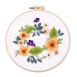 Butterfly Embroidery Kit DIY Needlework Calmato Garden Scense Pattern Needlecraft for Beginner Cross Stitch Artcraft(With Hoop)