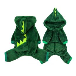 Cute Pet Cat Clothes Funny Dinosaur Costumes Winter Warm Plush Cat Coat Small Dog Kitten Hoodie Puppy Dog Clothes