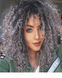 Dark Grey Ombre Lace Front Short Bob Wigs Curly Colored Human Hair Wigs Peruvian Virgin Hair 1B Gray Remy Wig Pre Plucked2837688