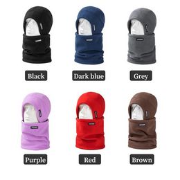 Winter Bike Hats Thermal Polar Fleece Cap Balaclava Men Women Hooded Neck Warmer Scarves Cycling Ski Hiking Windproof Mask