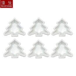 6pcs Set Christmas Tree Shaped Porcelain Snack Dish Cafe Shop Hotel Buffet Cake Plate Cheese Oil Washabi Ceramics Dinner Dish