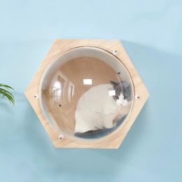 Wall-mounted Wood Cat House Bed Cat Tree Tower Space Capsule Cat Climbing Frame Kitten Toy climbing ladder Pet Scratch Furniture