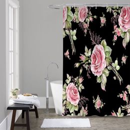 Exquisite Sketches Of The Roses Flower Shower Curtain Waterproof Polyester Bath Curtain Home Decor Bathroom Accessory Curtain