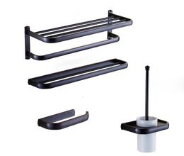 Luxury European Style Antique Wall Mounted Black Brass Bathroom Wall St Towel Rack Shelf Storage Toilet BrusFor Home