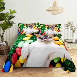 Golden Dog 0.9/1.2/1.5/1.8/2.0m Digital Printing Polyester Bed Flat Sheet With Pillowcase Print Bedding Set