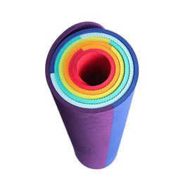 TPE yoga mat for seven chakra, non-slip mat, soft cushion, rainbow color, 6mm thickness, new fashion