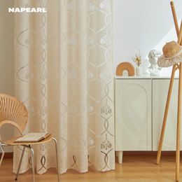 Curtain European Light Luxury Jacquard For Living Room 10%-20% Shading Tulle Sheer Dust Prevention Bedroom Home Decor 1PC