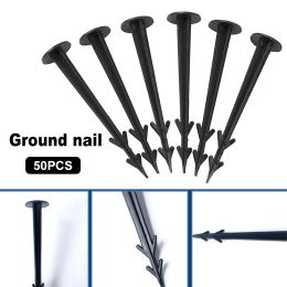50pcs Garden Reusable Sunshade Net Pp Pegs Film Fixed Tools Accessories Mulch Shading Easy Instal Black Ground Nail Outdoor