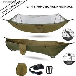 Hammocks Camping hammock with mosquito net pop-up light portable outdoor parachute hammock swing sleep hammock camping itemsQ