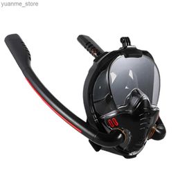 Diving Masks Inflatable face mask double tube silicone fully dry diving face mask adult swimming face mask diving goggles selfcontained underwate Y240419 B7G7