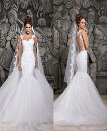 2020 Berta Lace Wedding Dresses Sexy Illusion Back with Detachable Train Ivory Tulle Mermaid Spring Berta Bridal Gowns Custom Made4161898