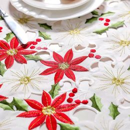 5Size New Europe Hollow Art Flower Wedding Embroidery Table Runner Flag Fabric Cover Lace Tablecloth Christmas Kitchen Decor