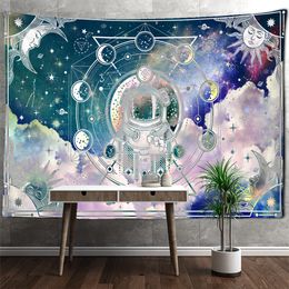 White Astronaut Tapestry Wall Hanging Hippie Tapiz Witchcraft Psychedelic Mysterious Universe Starry Dormitory Decor