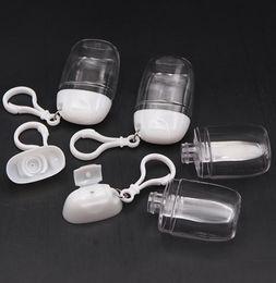 30ML Hand Sanitizer Bottle With Key Ring Hook Clear Transparent Plastic Refillable Containers Travel Bottle KH6326972793