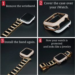 Bling Protective Cover Case for Apple Watch iWatch Series 7/SE/6 41mm 45mm 40mm 44mm for Women Material Copper Shiny Rhinestone