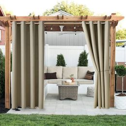 House Curtain Waterproof Casement Outdoor Garden Pergola Shading Plain Colour Customise For Sliding Door Foyer Arbour Lanai