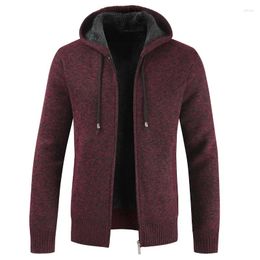 Men's Sweaters 2024 Hooded Autumn Winter Warm Cashmere Wool Zipper Cardigan Coats Blusa De Frio Masculino