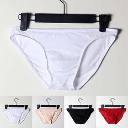 Underpants Ice Silk Briefs Men Sexy Underwear Bulge Pouch Breathable Low Waist Panties Solid Comfortable Lingerie