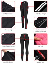 WOSAWE Women's MTB Bicycle Cycling Tights Polyester Cycling Pants Long Mountain Bike Downhill Pro Team Gel Pad Tights Quick Dry