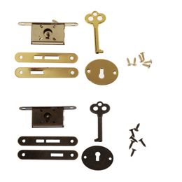 Antique Latch Hasp Vintage Metal Drawer Locks with Key Decorative Furniture Hardware for Wooden Jewellery Box Cabinet