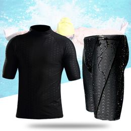 Men Short Sleeve Swim Shirt Swimming Shorts Wetsuit Set Rashguard Snorkelling Suit Men Surfing Swimsuit Diving Wet Suit Top Trunk