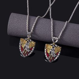 Personalized Shield Pendant Necklace Cartoon Character Wings Alloy Jewelry