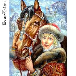 Evershine 5D Diamond Embroidery Christmas Rhinestone Picture Diamond Painting Animal Horse Mosaic Cross Stitch Handmade Hobby