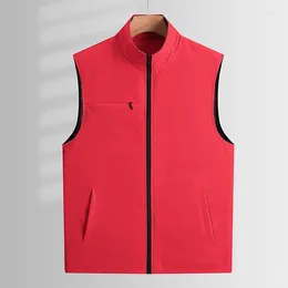 Men's Vests 2024 Man Thin Casual Wasitcoat For Men Vest Many Pockets Summer Zipper Regular Waistcoat