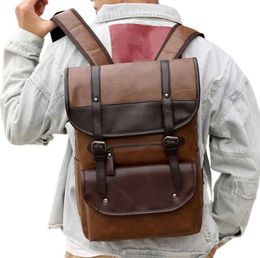 Backpack Men Vintage Laptop Leather Backpacks School Bags PU Travel Leisure Retro Casual Bag Schoolbags Teenager Students9099081