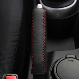 Car Hand Brake Covers Top Layer Leather Case for Hyundai Verna Handbrake Grips Genuine Cover Auto Handbrake