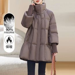 A-line Version Exudes Slimming Fashionable Mid Length Down Jacket for Women in Winter 2023, Featuring A New Small-sized and Thickened Maillard