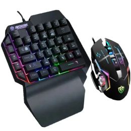 Combos F6 Keyboard and Mouse Set OneHanded Mini Esport Gaming left hand Keyboard RGB Controller Keyboard and Mouse Set PC Accessorie